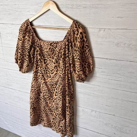 Billabong Dress Womens Size Small Paradise Leopard Print Off the Shoulder Mini - Picture 5 of 16